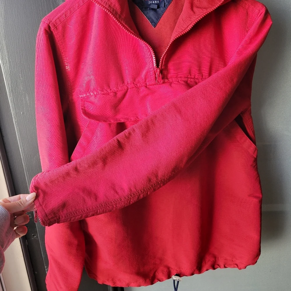 VINTAGE Tommy Hilfiger Tommy 90's/Y2K Red Anorak Jacket Size XS Hooded Zipper - Picture 6 of 16